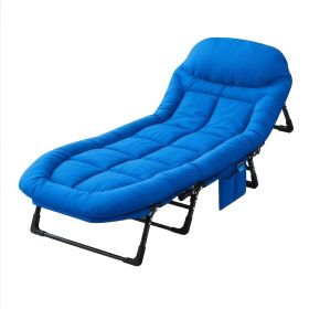 Adult Camping Cot with Built-In Headrest And Removable Mattress - 71 Inch XL Portable Folding Bed, Heavy Duty Frame for Support - Ideal for Camping (Color: Blue)
