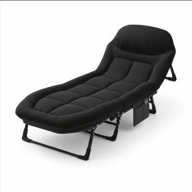 Adult Camping Cot with Built-In Headrest And Removable Mattress - 71 Inch XL Portable Folding Bed, Heavy Duty Frame for Support - Ideal for Camping (Color: Black)