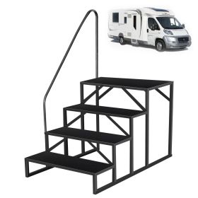 Hot Tub Steps Outdoor, RV Steps with Handrail, Portable RV Stairs 2/3/4/5 Step, Heavy Duty Truck Camper Steps Ladders for Travel Trailers, 5th Wheel (size: 4 Steps)