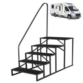 Hot Tub Steps Outdoor, RV Steps with Handrail, Portable RV Stairs 2/3/4/5 Step, Heavy Duty Truck Camper Steps Ladders for Travel Trailers, 5th Wheel (size: 5 Steps)