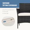 Three-piece garden furniture set, woven outdoor polyethylene rattan furniture, equipped with a coffee table and washable cushions