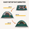 4 Person Waterproof Camping Tent with Rainfly, Easy Setup Dome Tent with Mesh Windows & Skylights, Lightweight Portable Tent for Outdoor Camping