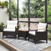 3 Pieces Patio Rattan Furniture Set with Removable Cushions