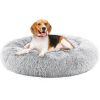 24 Inch Anti-Slip Round Fluffy Plush Faux Fur Cat Bed, Fits up to 25 lbs Pets