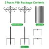 76in/91in Options -- 2 Packs Heavy Duty Double Shepherds Hook Bird Feeder Pole Garden Hanging Holder with Adjustable Height 5 Prong Base for Bird Feed