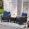 3 Pieces Patio Rattan Furniture Set with Removable Cushions