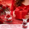 Gifts for Women Birthday Gifts for Mom Forever Preserved Rose in Glass Elegant Angel Figurine Preserved Flowers Display with Forever Flowers Look Time