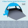 each Tent Sun Shelter for 3/4/6/8/10 Person with UPF 50+ UV Protection, Lightweight & Easy Setup Beach Shade Canopy