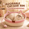 2-in-1 Cotton Rope Cat Bed with Hanging Interactive Toy, Cozy Round Cat Nest for Indoor Cats, Washable Pet Bed with Handles