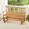 52 Inch All-Weather HDPE Outdoor Bench with Backrest and Armrests