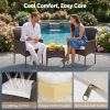 Three-piece garden furniture set, woven outdoor polyethylene rattan furniture, equipped with a coffee table and washable cushions