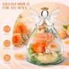 Gifts for Women Birthday Gifts for Mom Forever Preserved Rose in Glass Elegant Angel Figurine Preserved Flowers Display with Forever Flowers Look Time