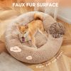 24 Inch Anti-Slip Round Fluffy Plush Faux Fur Cat Bed, Fits up to 25 lbs Pets
