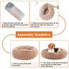 24 Inch Anti-Slip Round Fluffy Plush Faux Fur Cat Bed, Fits up to 25 lbs Pets