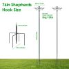 76in/91in Options -- 2 Packs Heavy Duty Double Shepherds Hook Bird Feeder Pole Garden Hanging Holder with Adjustable Height 5 Prong Base for Bird Feed